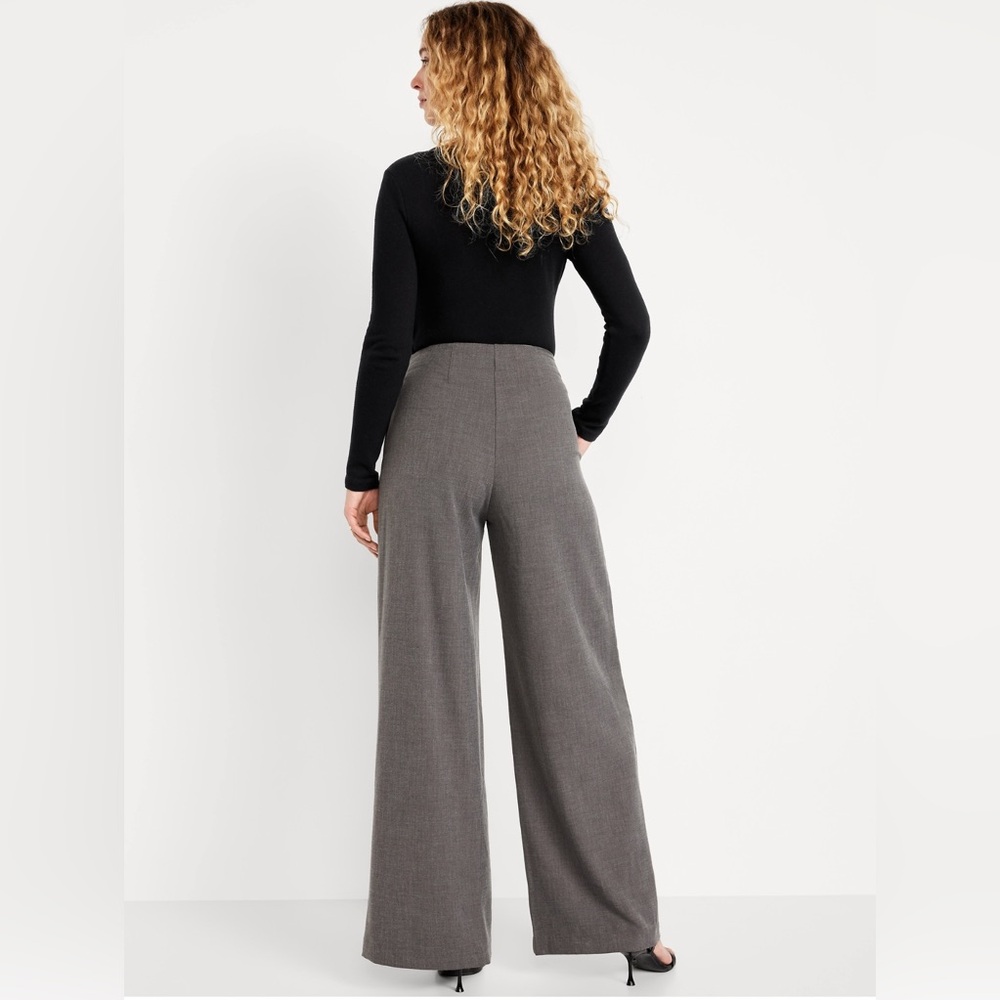 Old Navy~ Gray extra high waisted wide leg dress pants - Picture 2 of 6